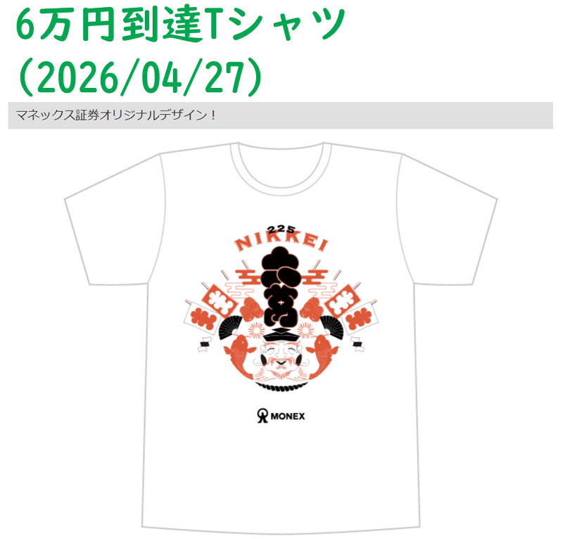 日経平均6万円到達記念Tシャツ